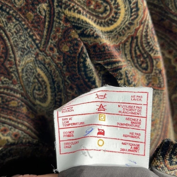 VINTAGE Bianca Nygard Velvet Collarless Blazer Brown Paisley Single Breast 12 - Picture 10 of 12